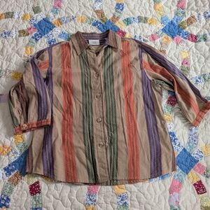 Striped Multicolor Casual Button Down Shirt